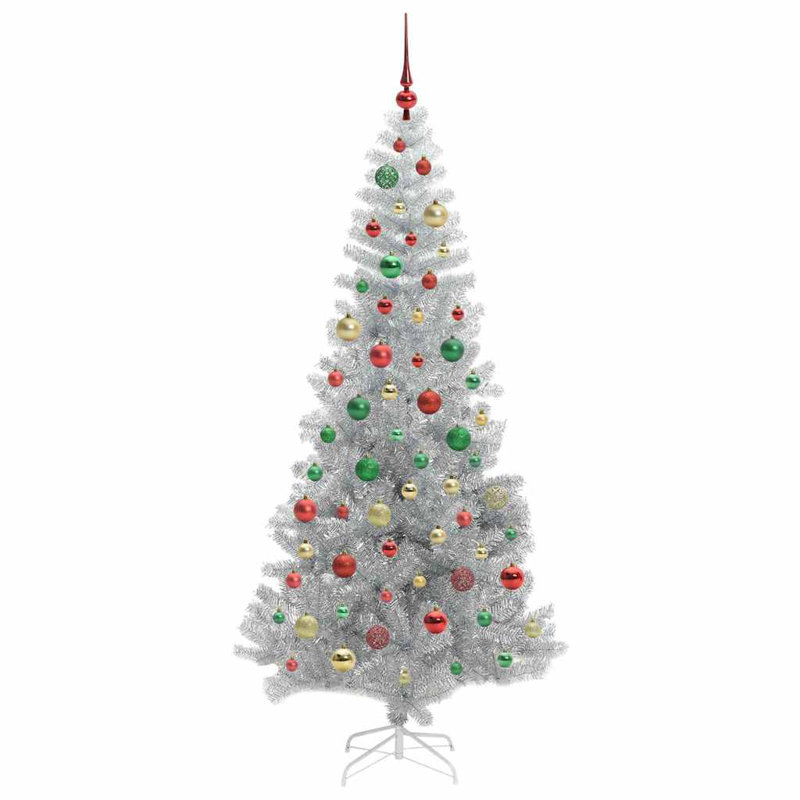 vidaXL Christmas Tree with 300 LEDs with Stand Silver PET, 5.91 ft