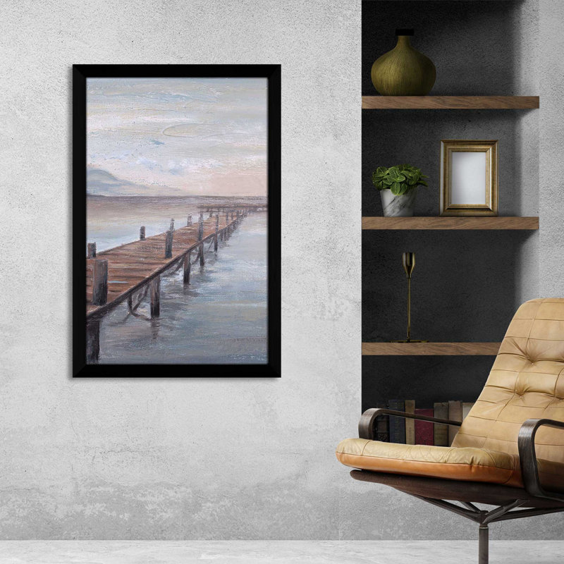 Calm Placid Lake - Peinture, L 27,5 po x H 39,5 po, Encadrement argenté