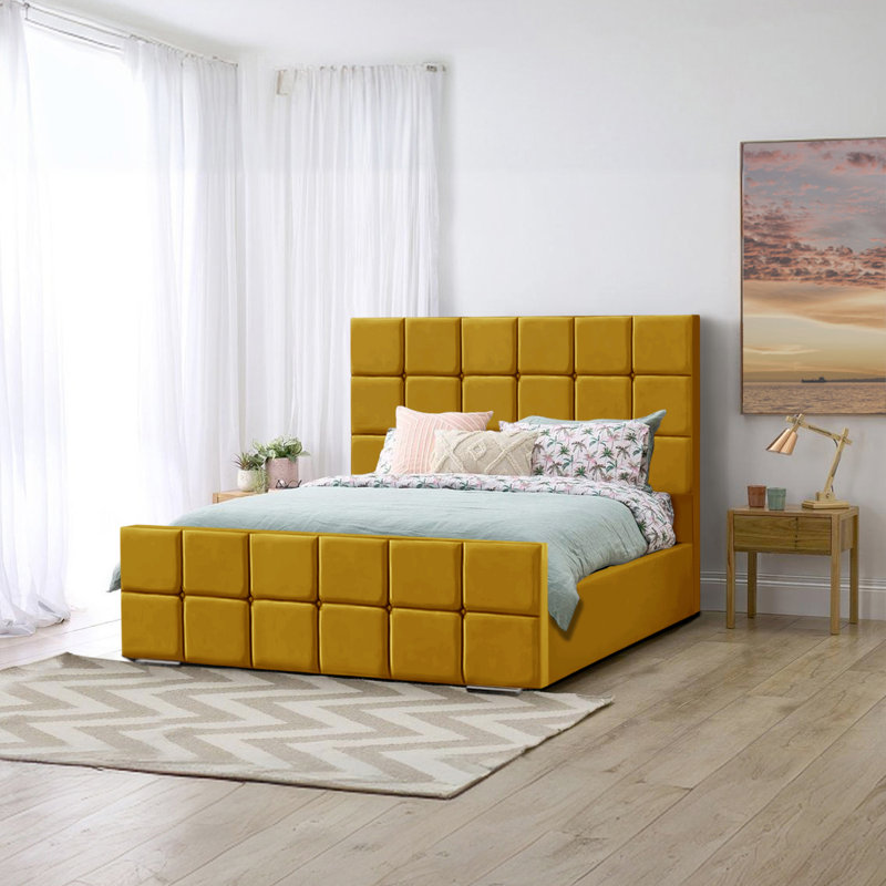 Alurd Upholstered Bed, Double (4'6), Turmeric