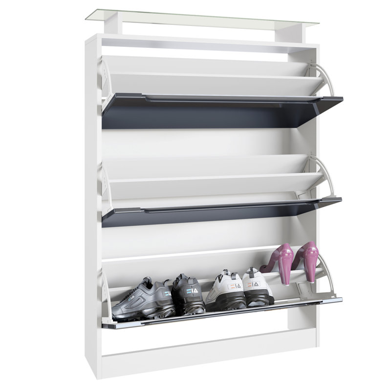 Aceto 24 Pair Shoe Storage Cabinet, Front: Bordeaux/Black