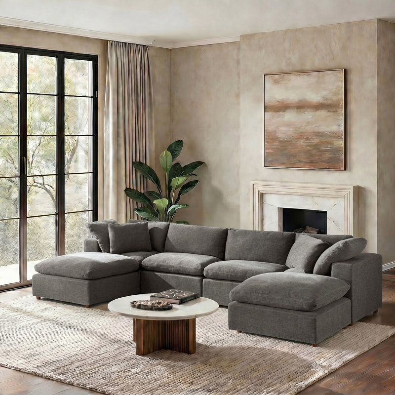Canapé modulaire rembourré Alberto, Gray Polyester