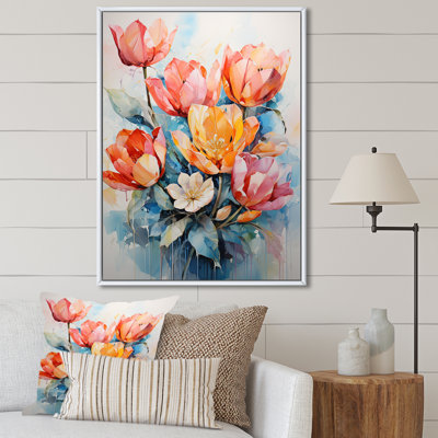 Tulipes peintes avec des tons vifs et un pinceau audacieux I, impression sur toile