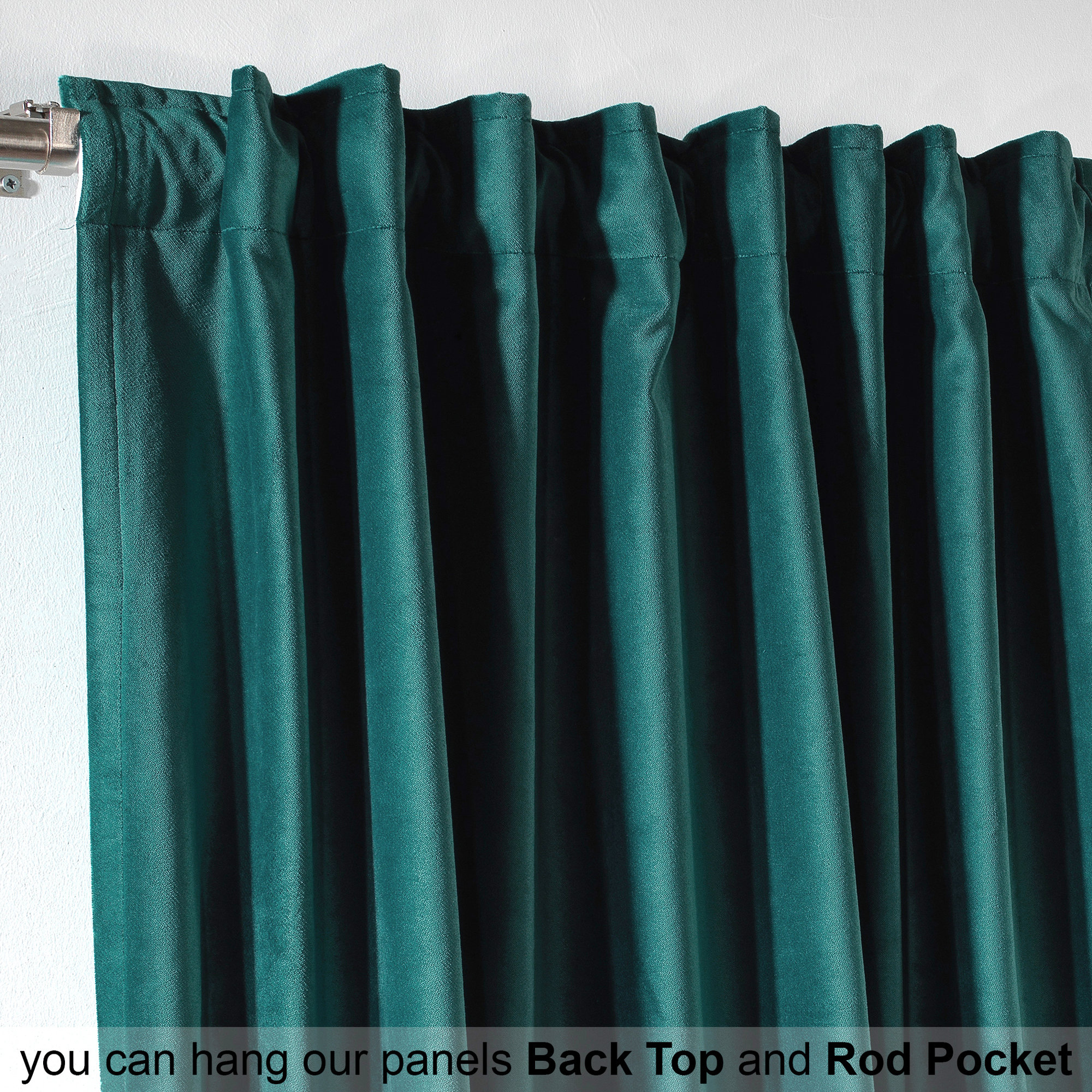 Matte Velvet Extra Wide x Extra Long Custom Made Decorative Double Panel, 34 Midnight Green, 52" W x 63" L
