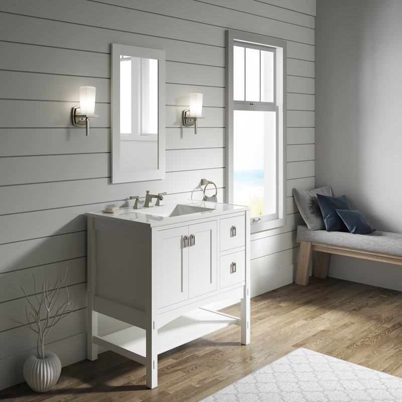 Marabou 36" Single Bathroom Vanity Base Only, Linen White