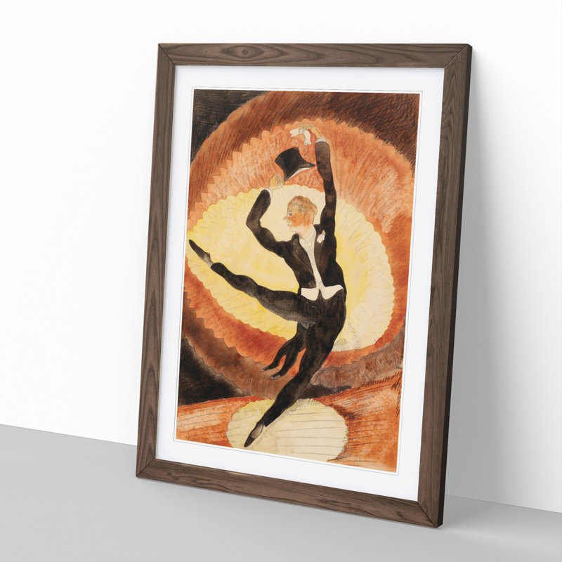 Vaudeville Male Dancer by Charles Demuth - Picture Frame Painting, 65cm H x 48cm W x 2cm D, Walnut Framed