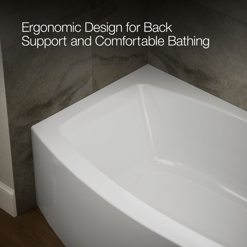 Expanse® 60" x 30" Space-Saving Acrylic Alcove Soaking Bathtub, White, Right