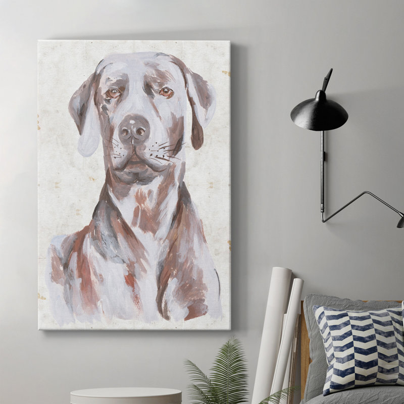 «Sitting Dog I», toile tendue avec châssis de qualité supérieure - prête à être accrochée, H 60 po x l 40 po x P 1 po