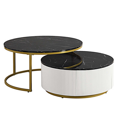 Table basse gigogne moderne avec tiroir