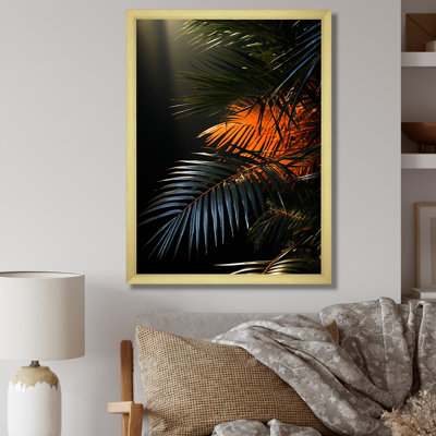 «Sunset Tropical Palm Tree Leaves IV», reproduction sur toile