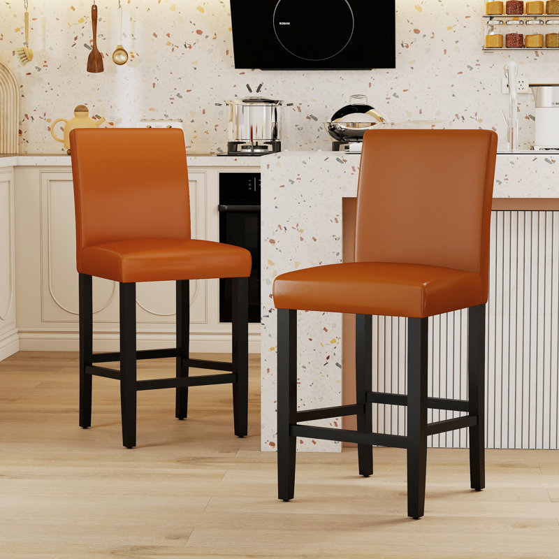 Tabouret de comptoir en bois massif 25 po Sauhal, Orange