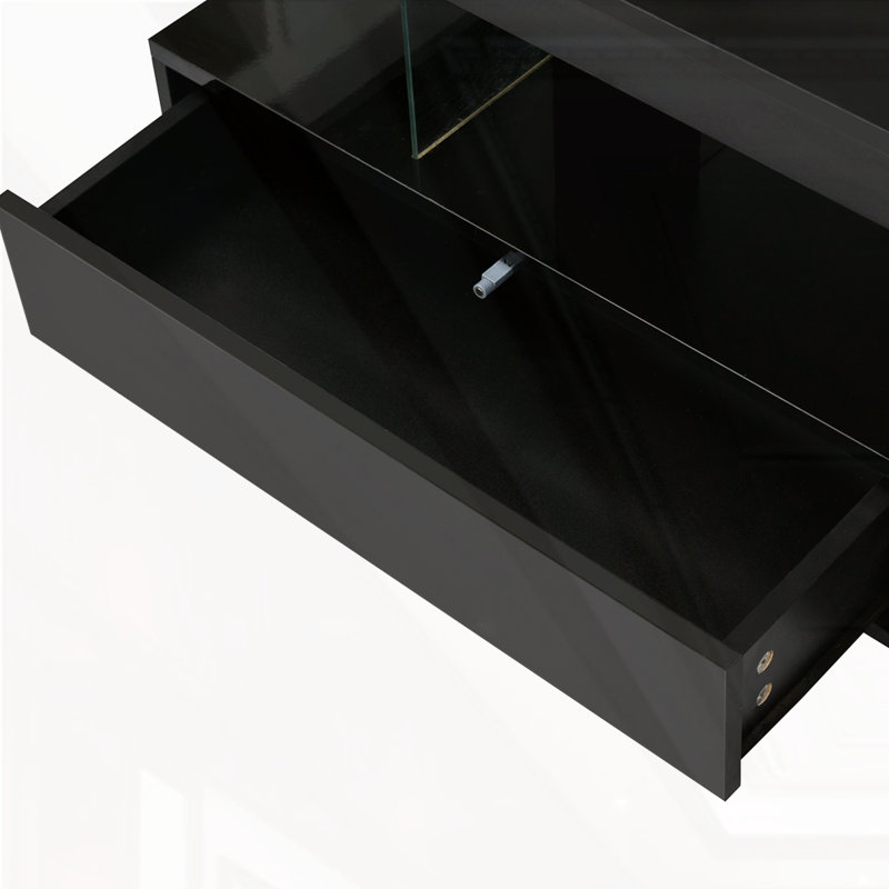 Modern Centre Table with 2 Drawers and Display Shelves, Black