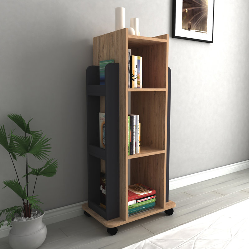 Jobanny 129cm H x 60cm W Standard Bookcase, Atlantic Pine/Anthracite