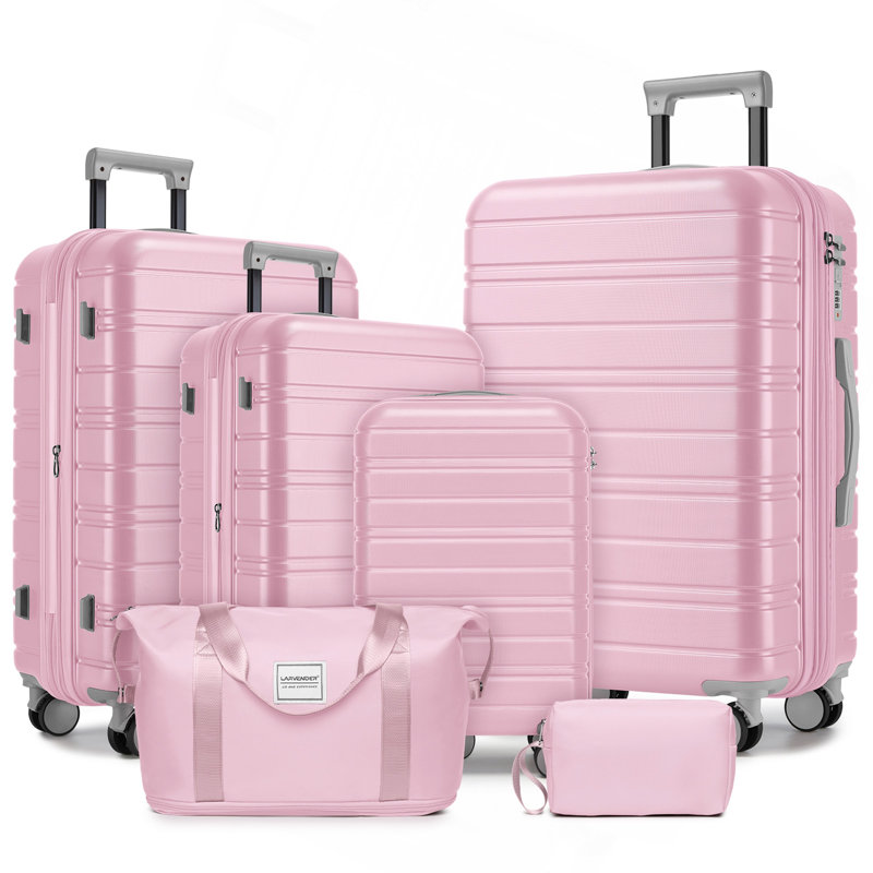 Ensemble de 6 valises avec sacs de voyage, valises rigides extensibles avec roulettes