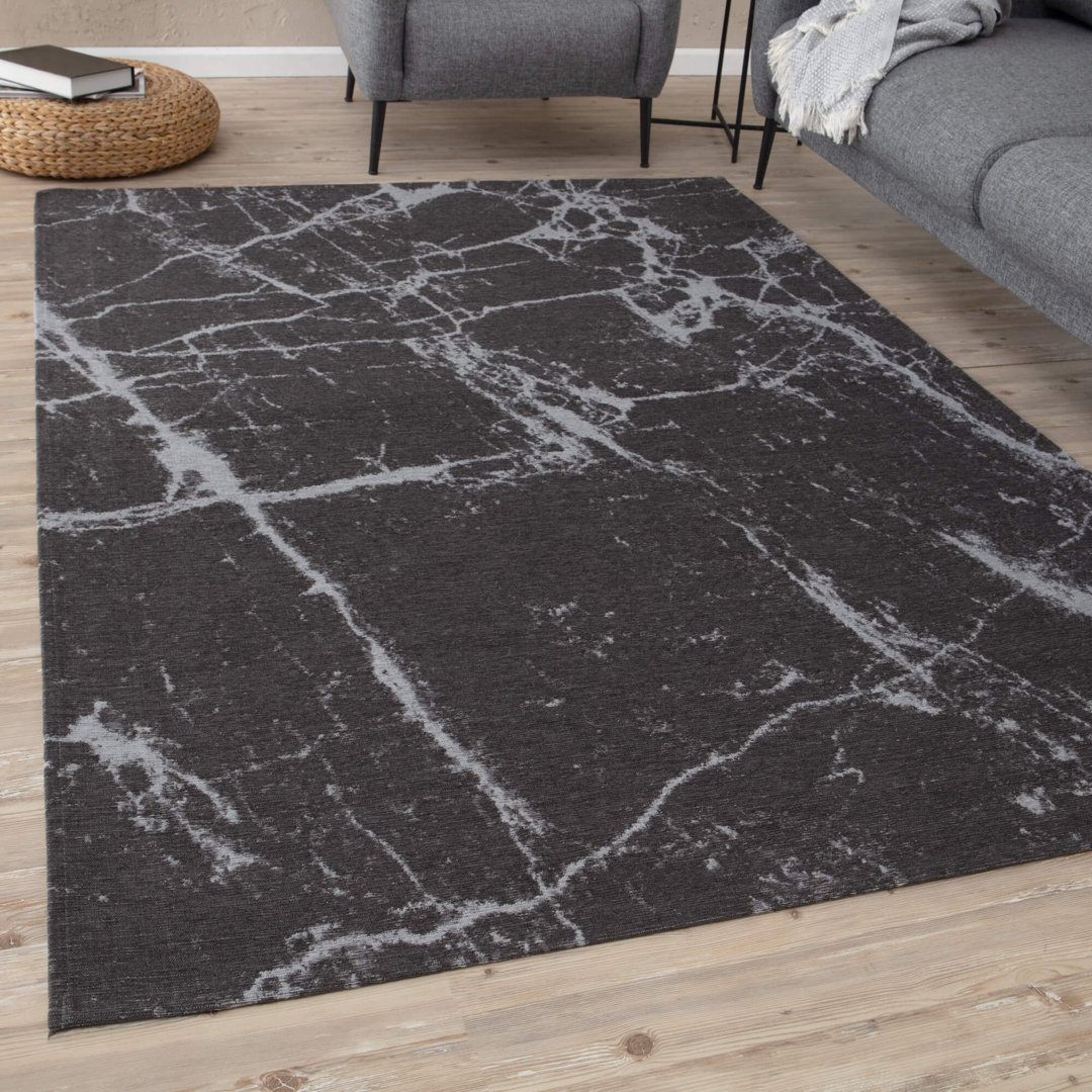 Carina Washable Rugs Abstract Design in Dark Grey