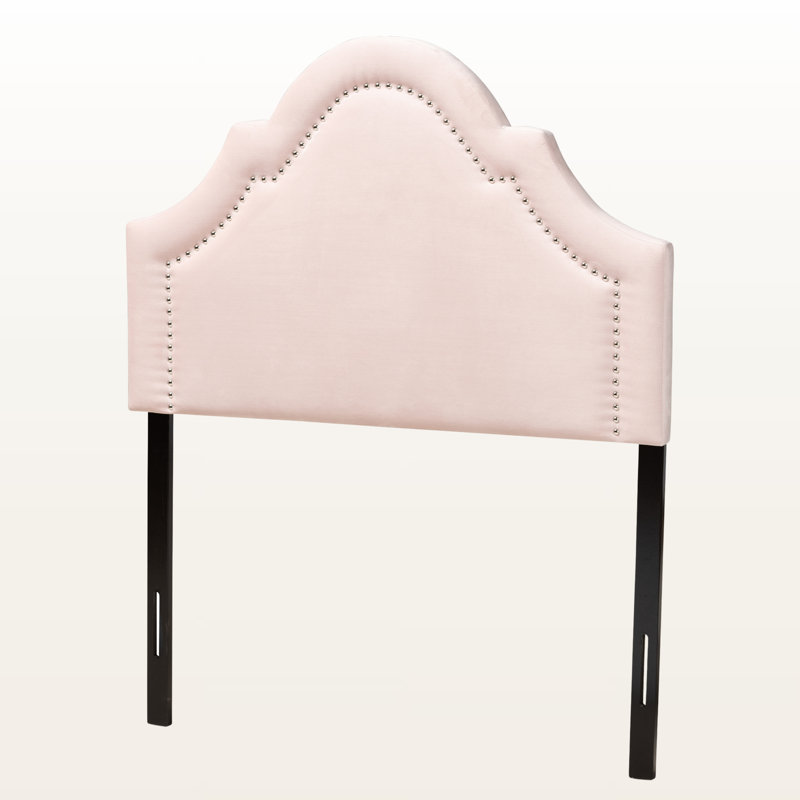Iridium Nail Head Trim Twin Light Pink Velvet Upholstered Headboard, 56.08" H X 39.05" W X 2.16" D, Twin, Light Pink