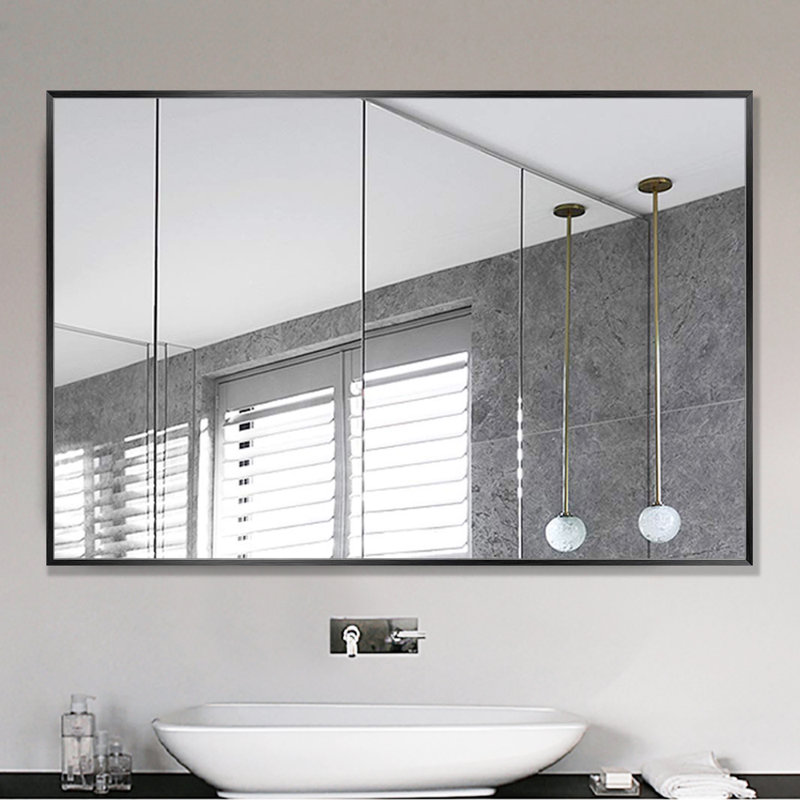 Jarrell Metal Flat Wall Mirror, Black