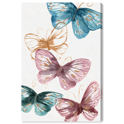 Animals Blooming Butterflies Insects  Painting Print on Canvas