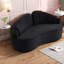 Canapé compact en chenille noir à deux places, style rétro pour petits espaces