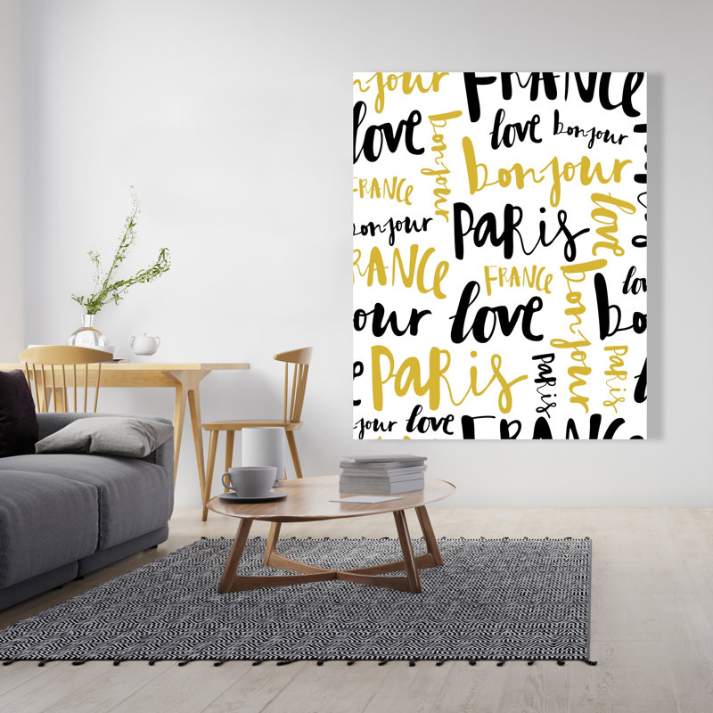Bonjour Paris - Yellow Illustrative Canvas for Home Decor