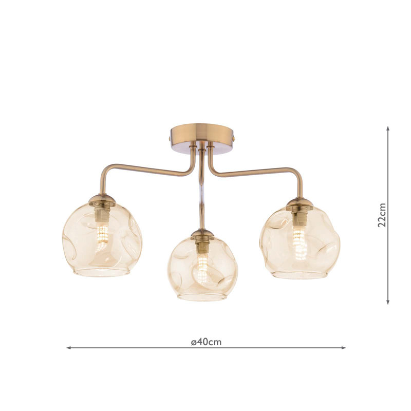 Flush Mount, 22" H x 36" W x 36" D, 3