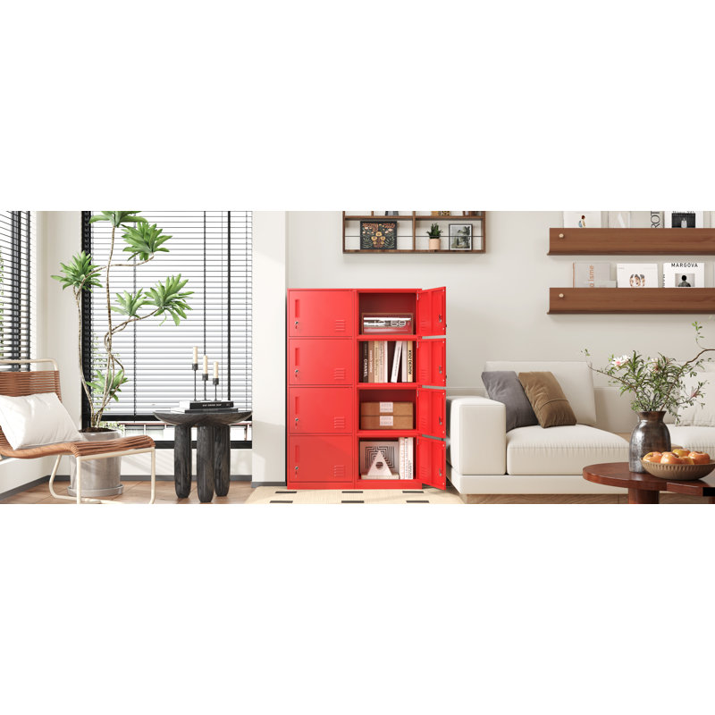 2 Door Metal Storage Cabinet,standing Organzier For Bed Room,living Room,home,hotel,office,garage,kitchen, Red