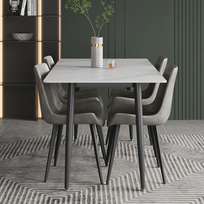 Josman Faux Leather Upholstered Dining Chair with Steel Legs 