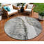 Tapis extérieur rond lavable abstrait 8 po gris taupe et argenté