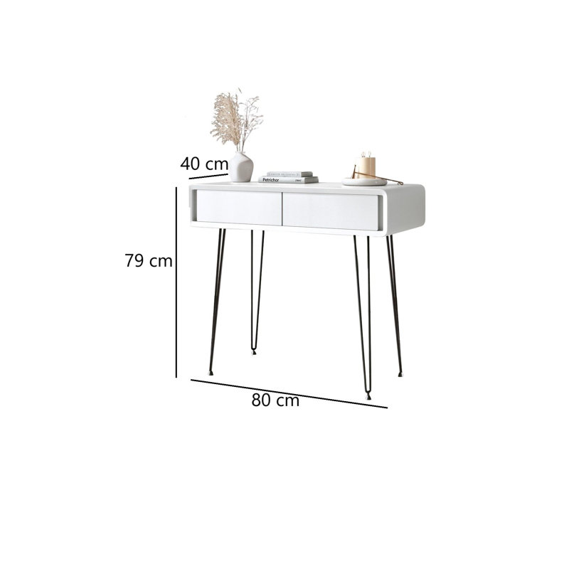 Piper 2 Drawers Dressing Table, Black/White