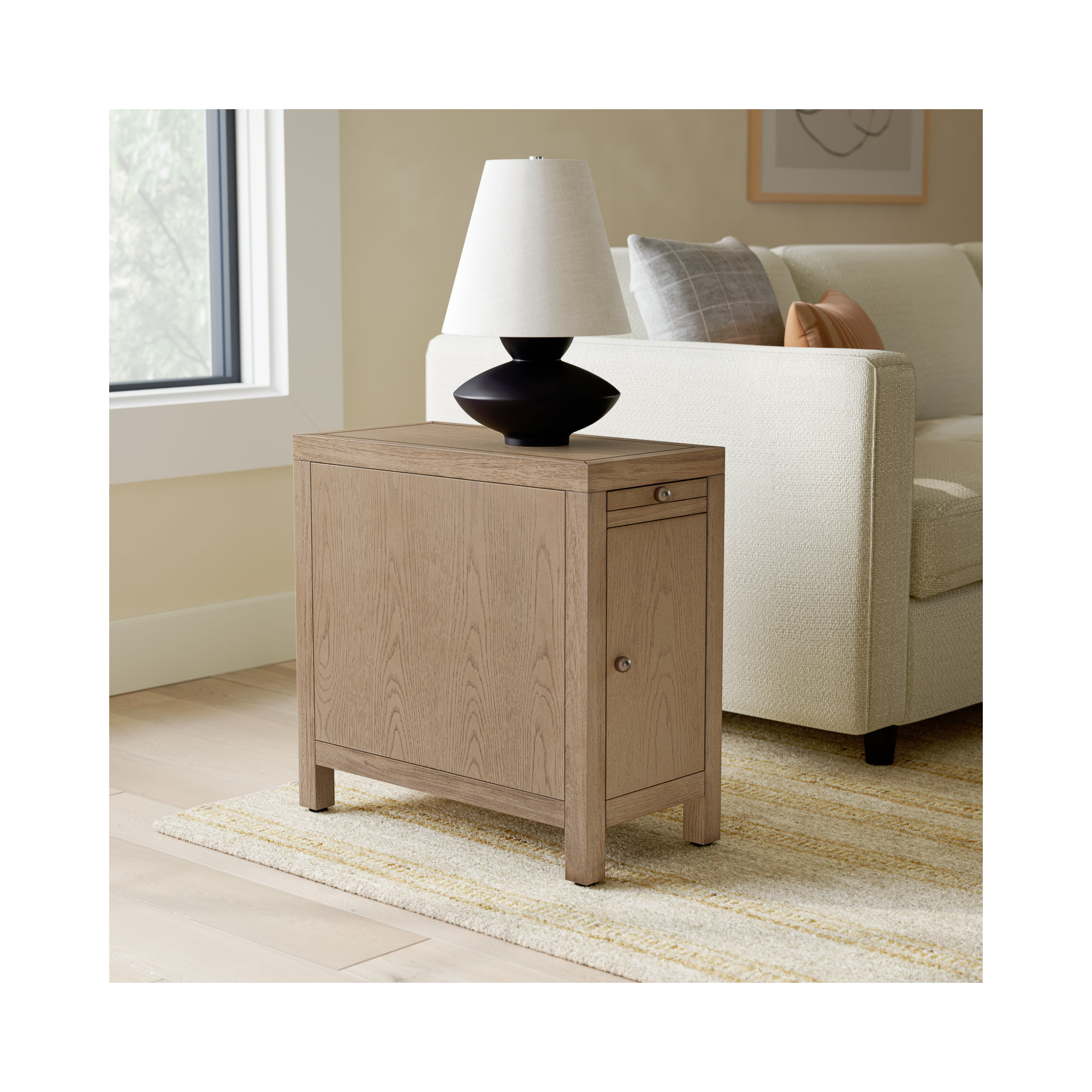 Celine Storage End Table, Light Oak