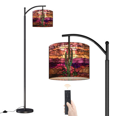 Lampe sur pied à arc avec abat-jour réglable Western Desert Tower Cactus Lampadaire