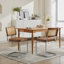Ensemble de 2 chaises de salle à manger, chaises de salle à manger modernes de style Mid-Century, chaises d'appoint en lin avec dossier en canne naturelle et base en chrome inoxydable, célèbres chaises conçues par Breuer