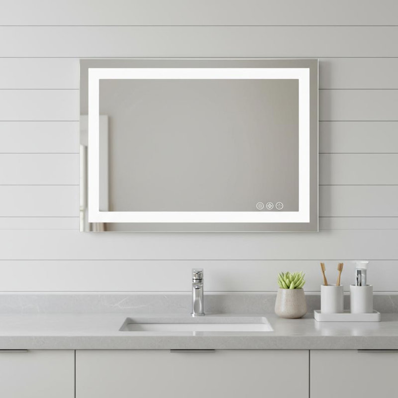 24" Clear Lighted Frameless Bathroom Vanity Mirror