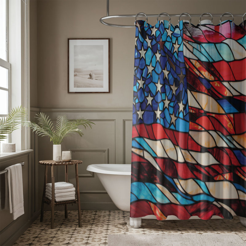 Rideau de douche standard 1 pièce Flag Colors Glass, H 74 po x l 71 po