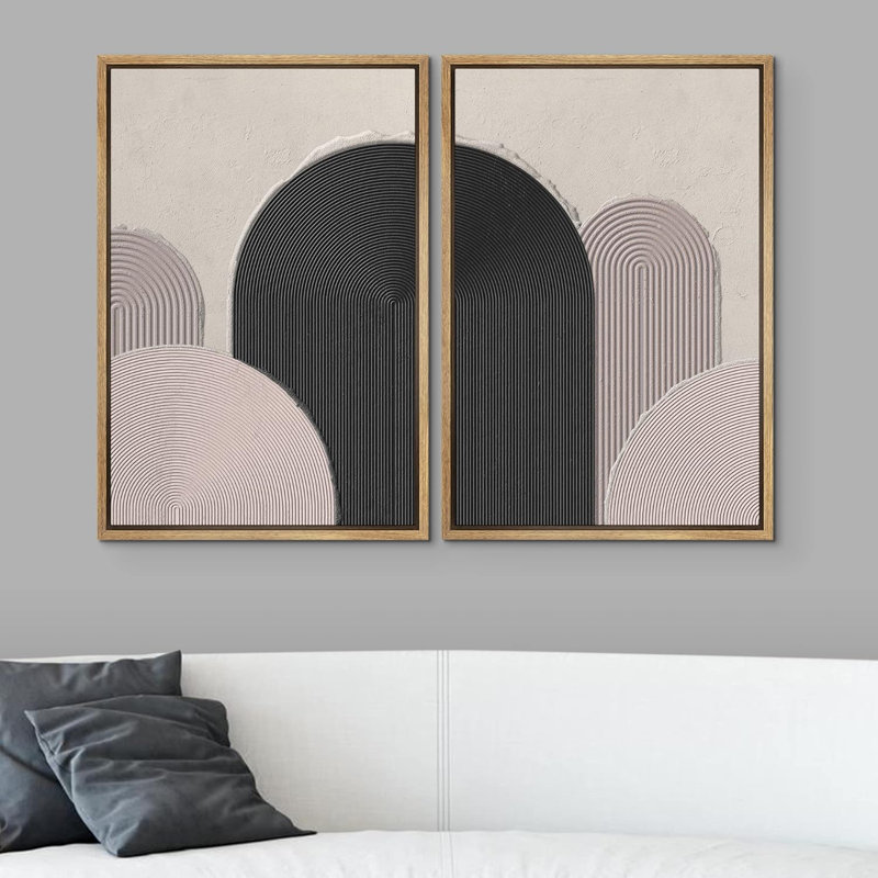 Décoration murale bohème foncé de style abstrait moderne Mid-Century, Naturel, H 36 po x l 24 po