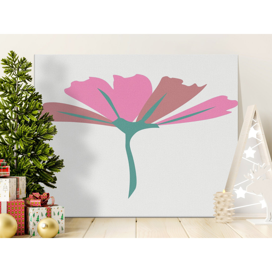 Abstract Pink Flower Canvas Art, Modern Floral Wall Decor, Gallery Wrapped Canvas Print, Ready to Hang, Minimalist Flower Art