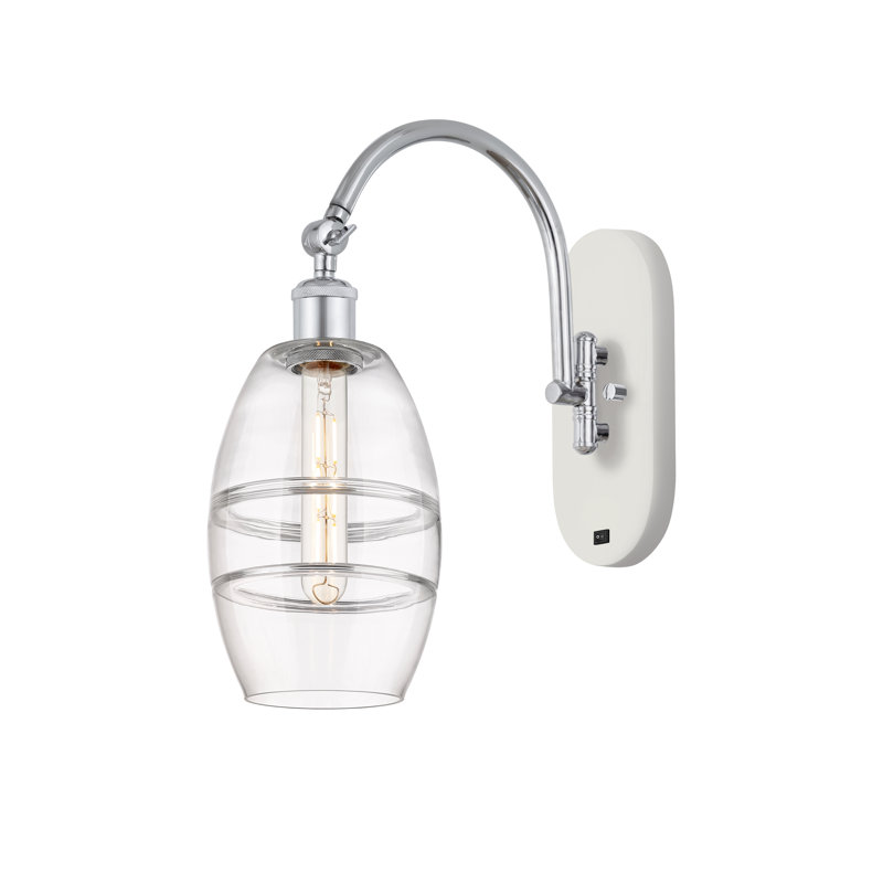 Dundrod Steel Armed Sconce, Clear, White Polished Chrome