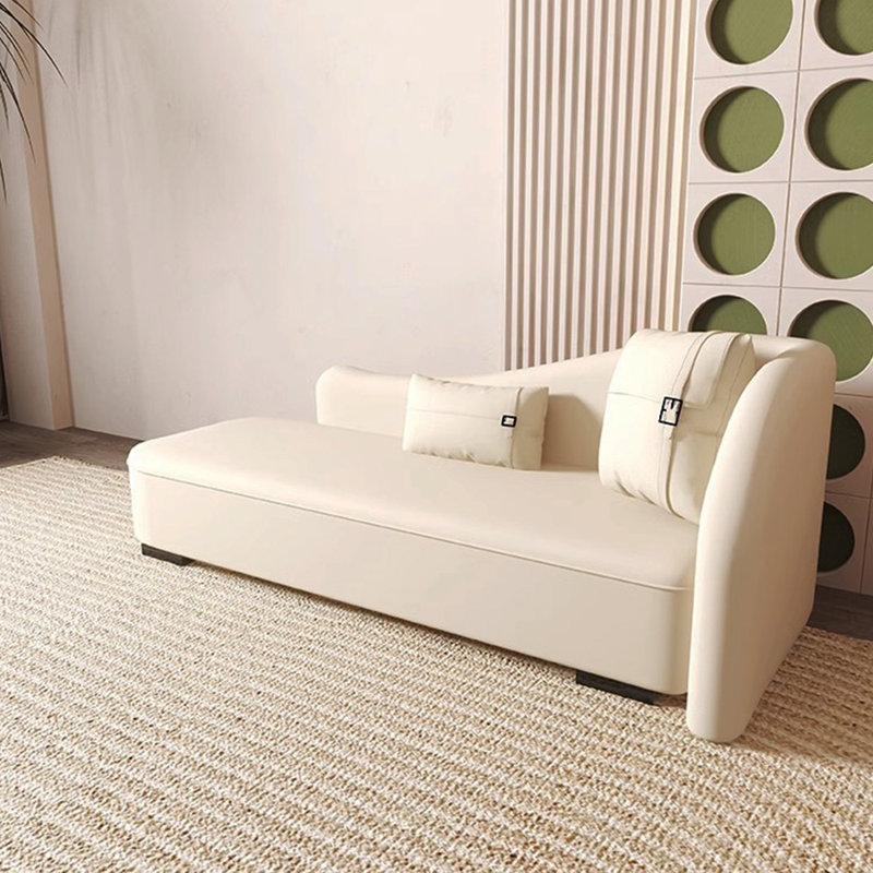 Sterline Faux Leather Chaise Lounge, Beige, Right Hand Facing
