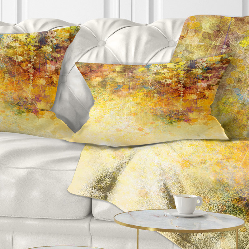 Coussin décoratif à fleurs blanches et feuilles de couleur douce