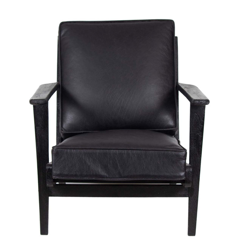 Bacallao 34'' Wide Armchair, Black Leather