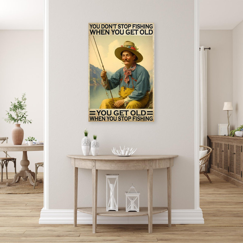 «Gracey You Get Old When You Stop Fishing», impression sur toile, H 20 po x l 16 po x P 1,25 po