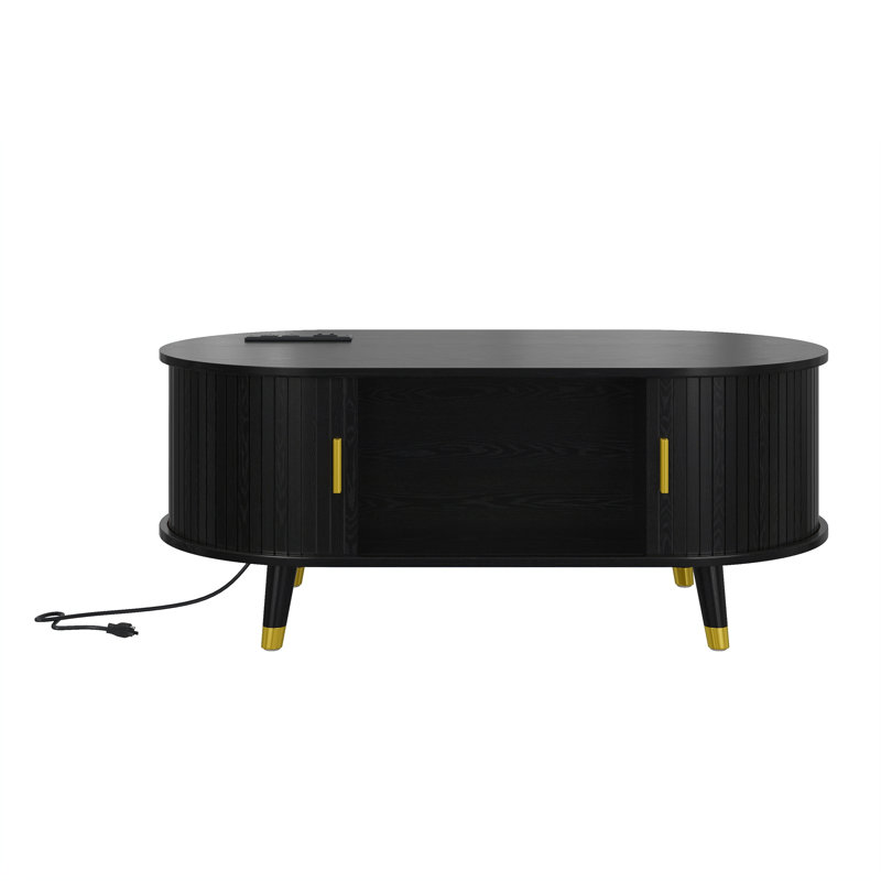 Coffee Table With Built-In Charging Station, Black