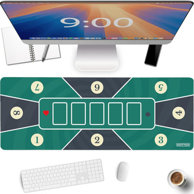 Tapis de souris de jeu de poker – Grand tapis de bureau pour clavier et souris – Surface antidérapante et résistante à l'eau, bords cousus – Grand format Poker, 40 x 80 cm