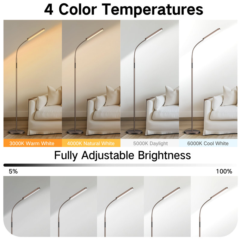 173cm LED Task Floor Lamp, Brown