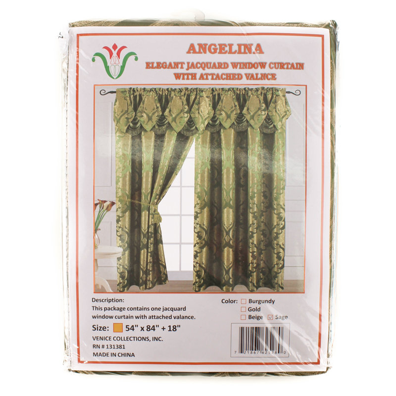 Sage Polyester Room-Darkening Floral Curtain Panel Pair