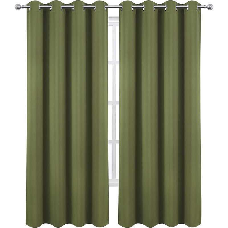 Paire de rideaux obscurcissant en polyester, L 52 po x L 84 po, Vert olive