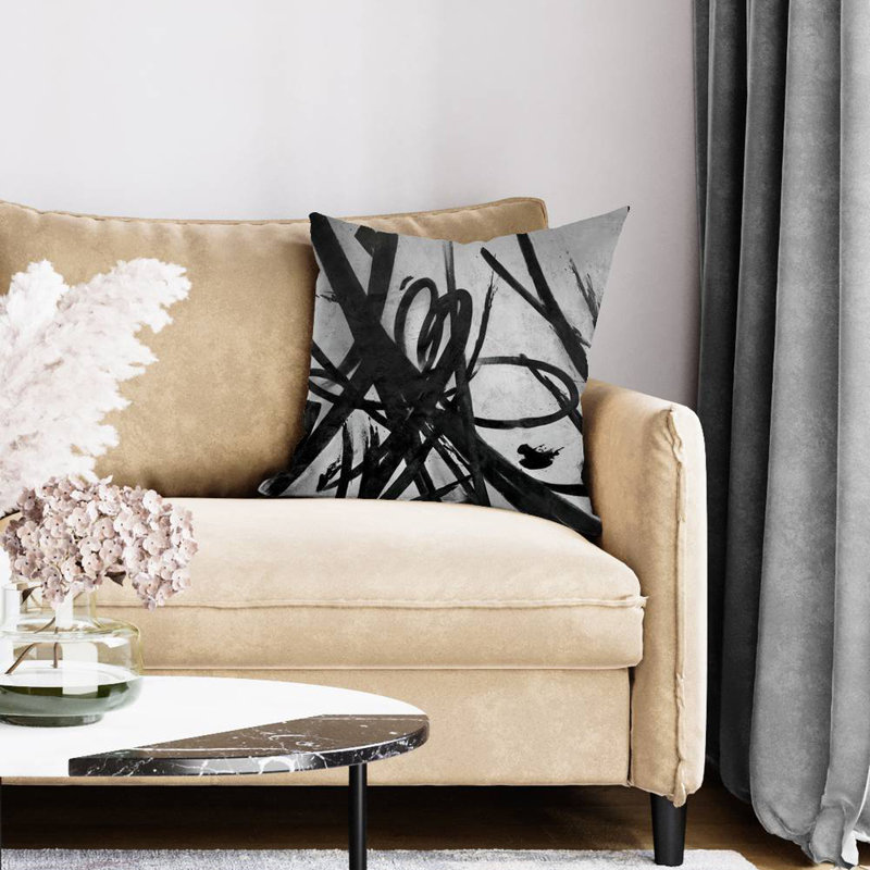 Circular Strokes Square Pillow Cover & Insert, 18"H x 18"W