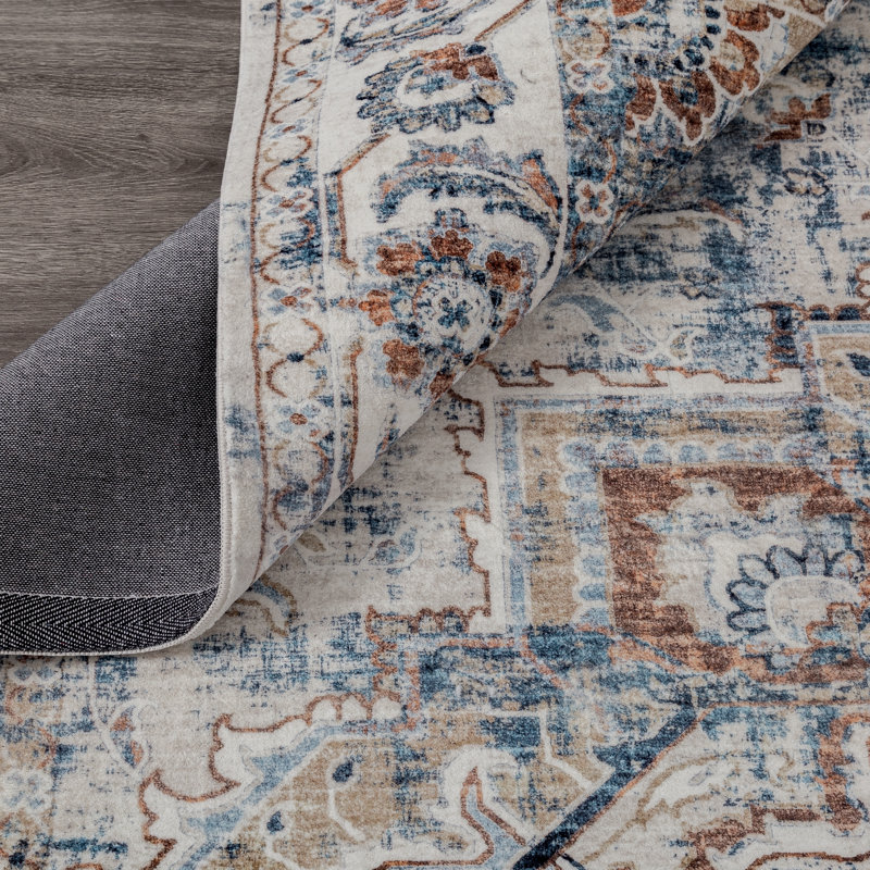 Dontre Oriental Area Rug in Beige, Rectangle 5'6" x 8'6"