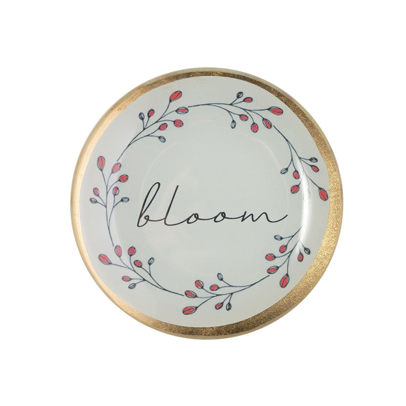 Gift Company Love Plates Bloom S glass plate, round, decorative plate, glass, white, 10cm