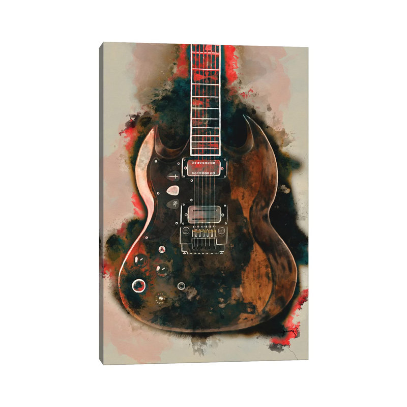 Tony Iommi's Electric Guitar - Wrapped Canvas Painting, 101.6 cm H x 66.04 cm W x 1.91 cm D