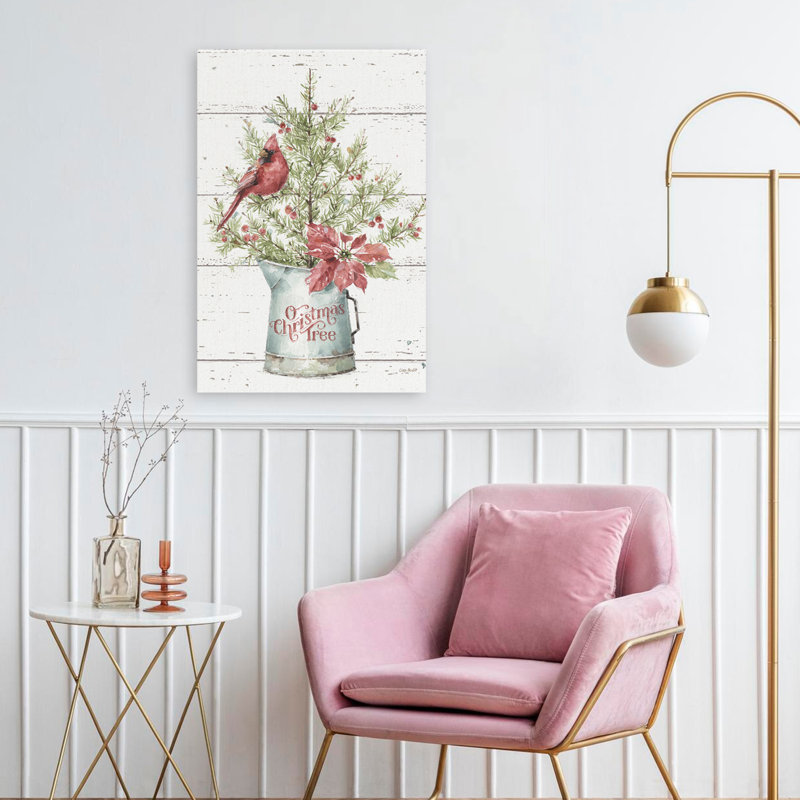 A Christmas Weekend II Shiplap - animaux, baies, oiseaux, bouquets, art, H 24 po x l 16 po